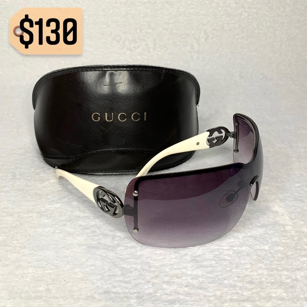 ✨✨✨✨SOLD✨✨✨✨✨ Gucci Authentic Vintage RARE Rimless Shield White Logo Sunglasses